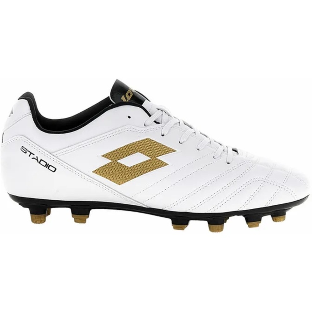 Lotto Stadio 705 FG - Men's 9.5 White and Gold Soccer Cleats - 219545-6WX